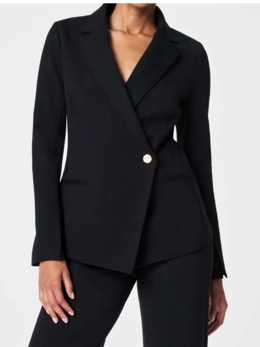 NWOT Spanx Perfect Asymmetrical Ponte Tailored Single Button Blazer Black XL